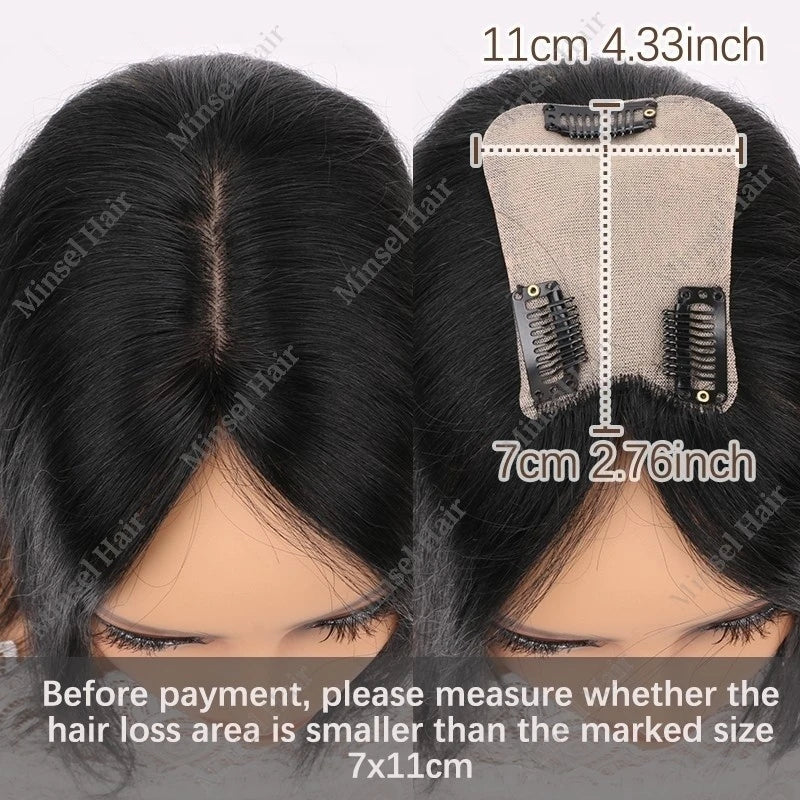 Extensiones de Cabello Humano Negro Jet con Base de PU Inyectado Tipo Piel de 7x11cm, Extensiones con Clip de Cabello Real, Se Pueden Calentar # 1 # 2 # 2C 14 pulgadas 35 cm