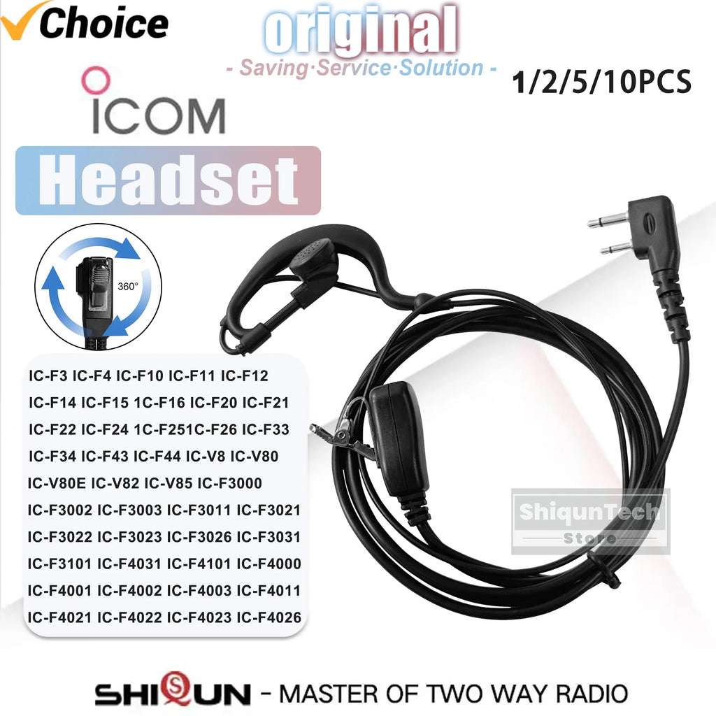 Auricular para ICOM Radio bidireccional IC-F22S auriculares de alta calidad Compatible con IC-V85 IC-V82 Walkie Talkie auriculares con micrófono PTT