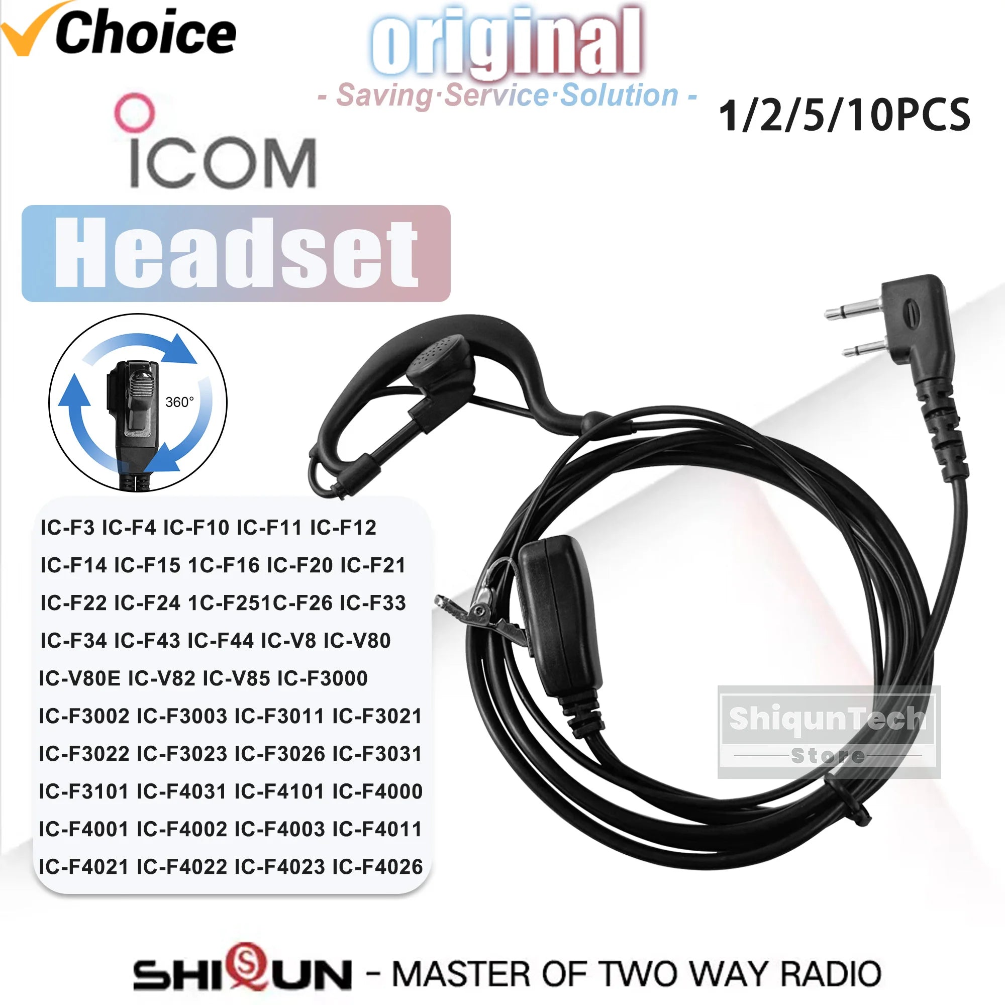 Auricular para ICOM Radio bidireccional IC-F22S auriculares de alta calidad Compatible con IC-V85 IC-V82 Walkie Talkie auriculares con micrófono PTT