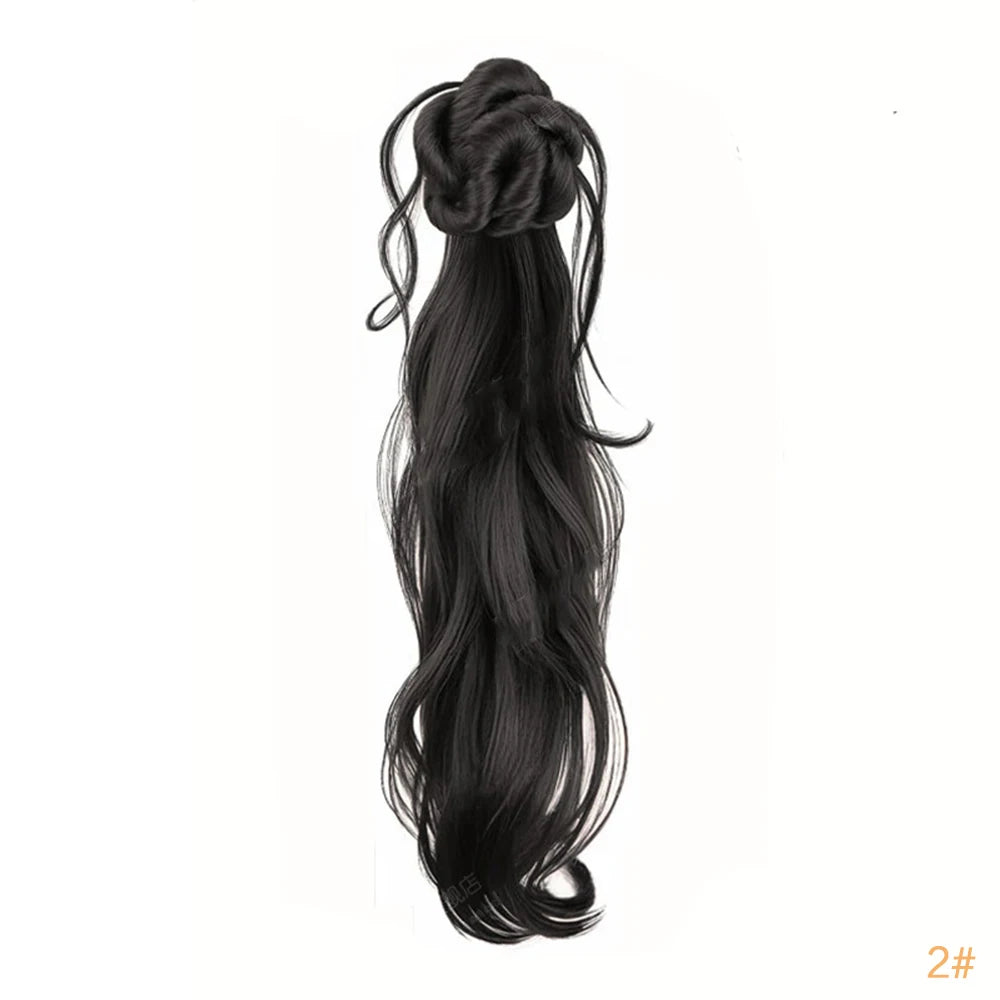 Pinza para el pelo de 20 pulgadas, estilo chino, para moño o cola de caballo, de pelo sintético resistente al calor, accesorios retro para el cabello para mujer, para uso diario y fiestas.