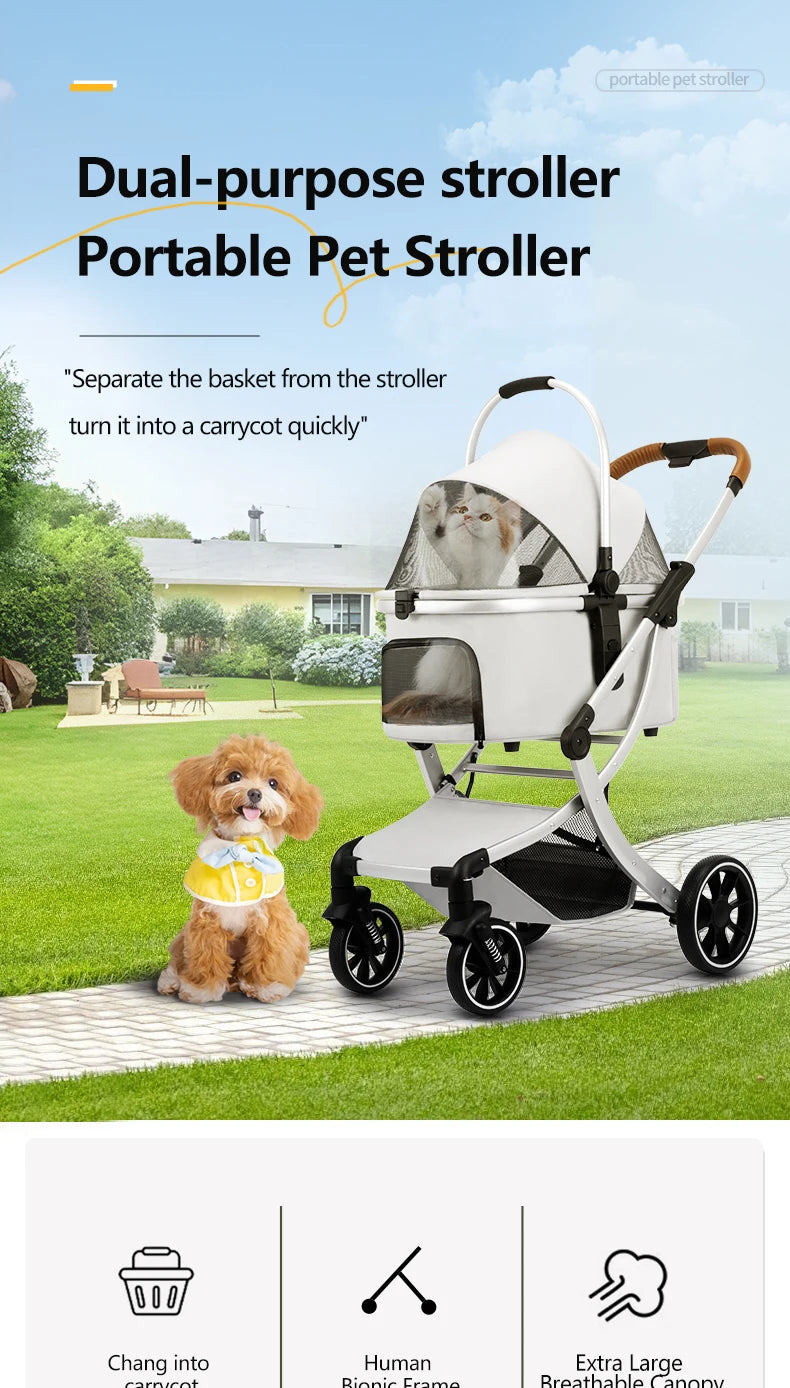 STLF5 en 1 Cochecito plegable para mascotas para perros y gatos pequeños/medianos con portador impermeable desmontable para propietarios de perros y gatos