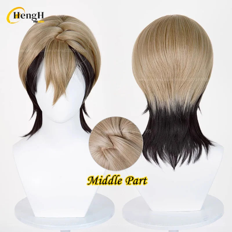 En stock Anime Zanka Guita Enji ‌   Pelucas de Cosplay Rudo Amo Li Glaze, pelo sintético resistente al calor, pelucas para fiesta de Halloween + gorro de peluca