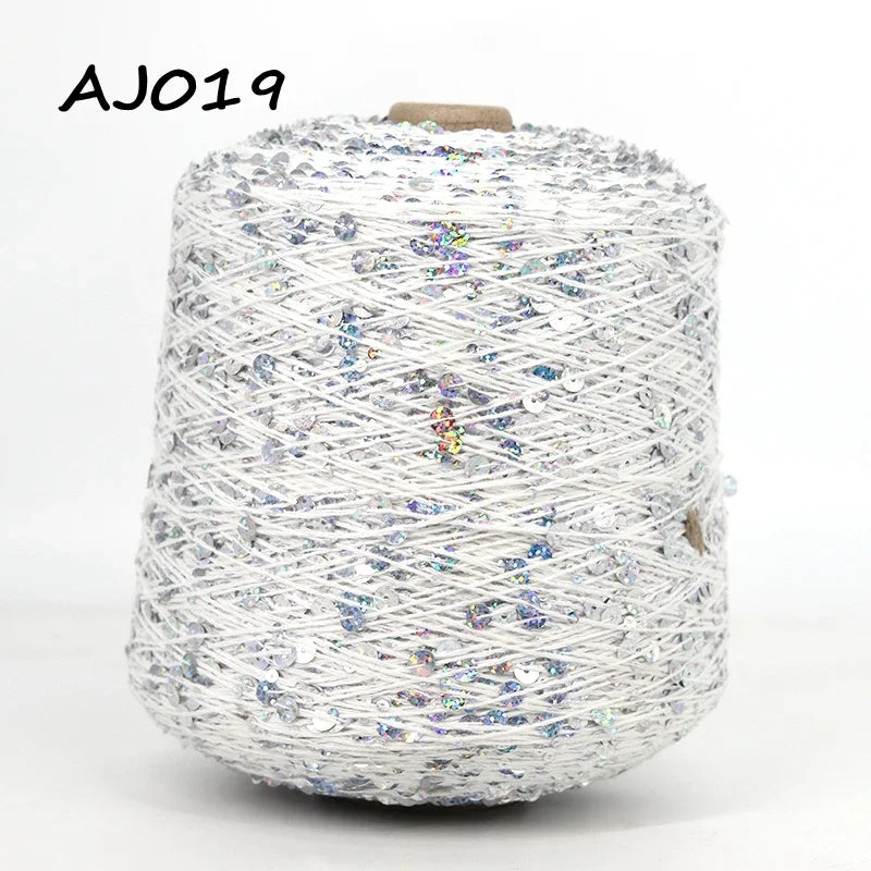 Cooamuu-Hilo de lentejuelas de algodón de lujo, hilo para tejer a mano, 500G/bobina, 3MM + 6MM, accesorios de lentejuelas