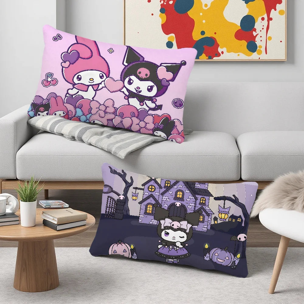 Funda de cojín My m-Melody dibujos animados rectángulo divertido lindo SRO funda de almohada hogar sofá sala de estar cafetería k-kuromi funda de almohada