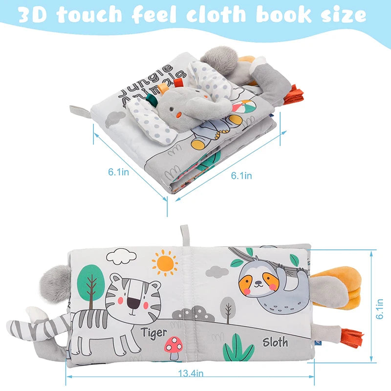 Libros suaves para bebés, juguetes 3D con tacto y sensación de tela arrugada, libros para bebés, niños, tacto y sensación arrugada, regalos para niños pequeños