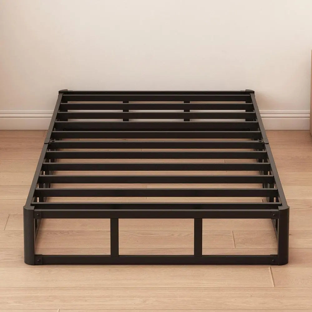 Somier para cama individual de 8 pulgadas, de metal de perfil alto con funda de tela, base resistente para colchón, fácil de montar