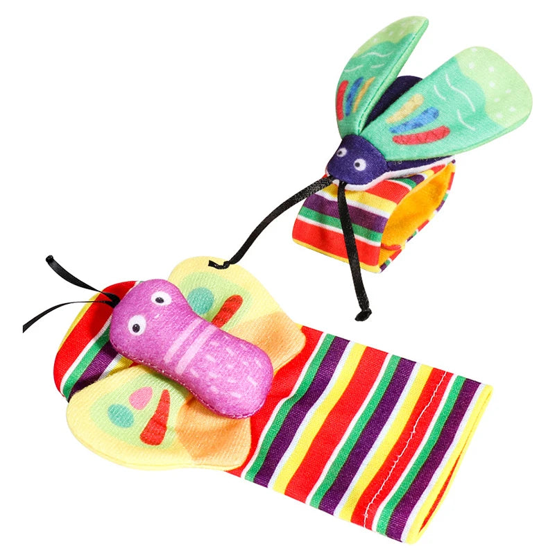 Sonajeros de muñeca para bebé, calcetines de animales para recién nacidos, buscador de pies, correa para la muñeca, calcetines para bebé, juguetes sensoriales, juguetes para bebé de 0 a 12 meses, regalo