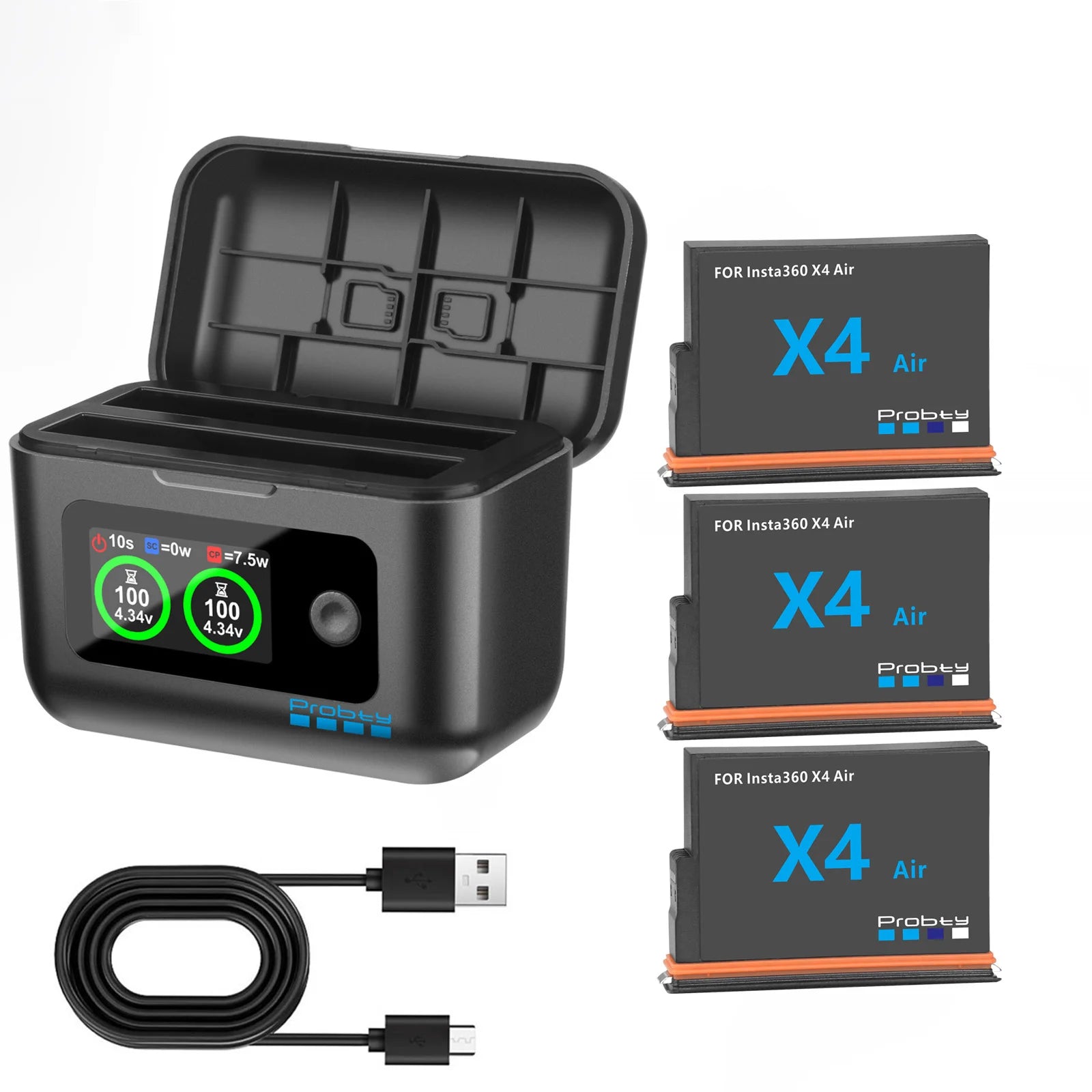 Batería de repuesto de 2100mAh para Insta360 X4 Air / Caja de carga rápida para accesorios de cámara de acción Insta 360 X4 Air