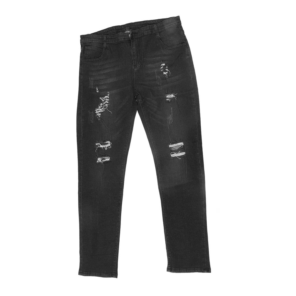 Pantalones desgastados para hombre, pantalones informales a la moda con botones y cremallera, pantalones ajustados con bolsillos para viajes, fiestas, pantalones casuales