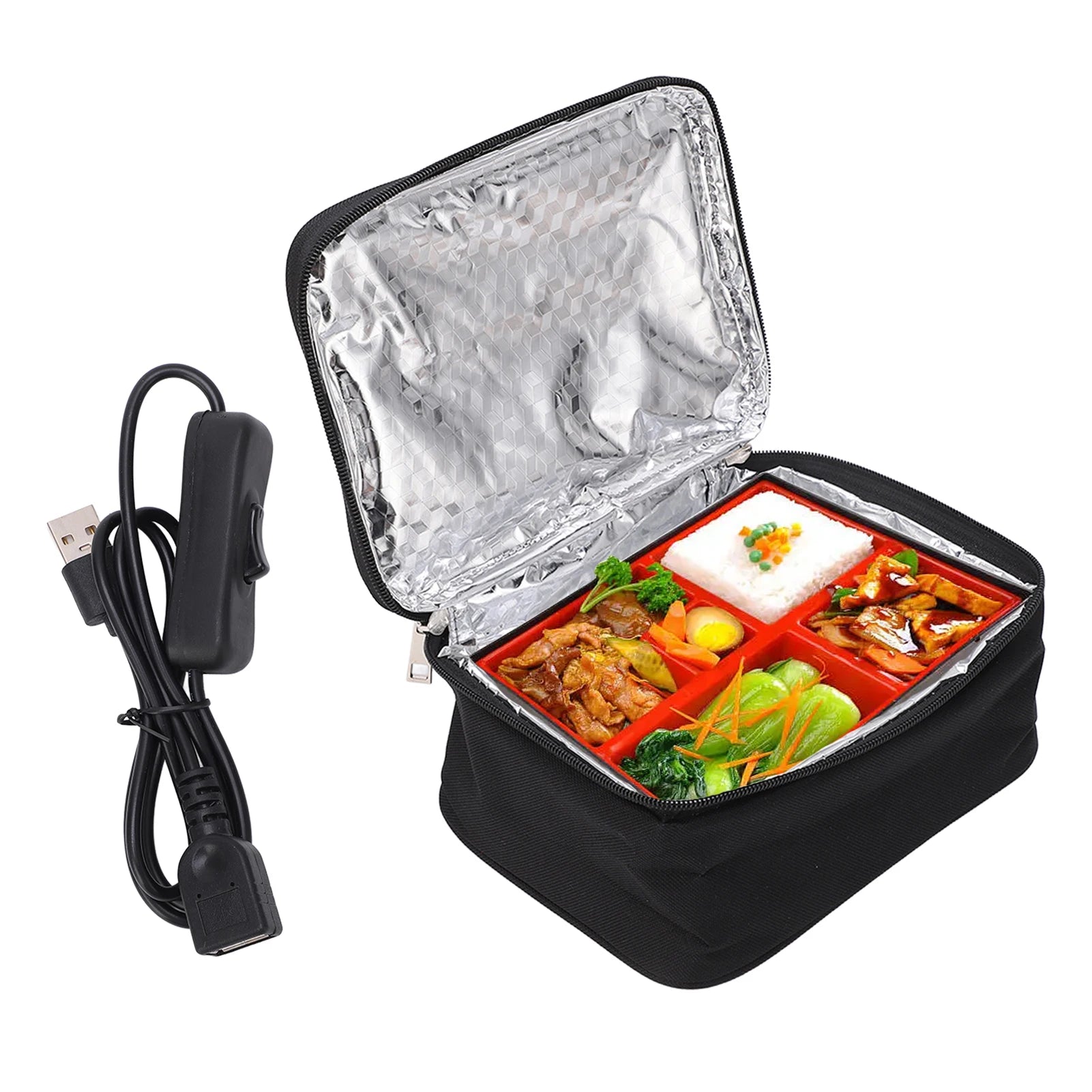 Lonchera Eléctrica Portátil Mini, Calentador de Comida a Prueba de Agua de 5V 9W para Cocinar y Recalentar Comidas en Vehículos