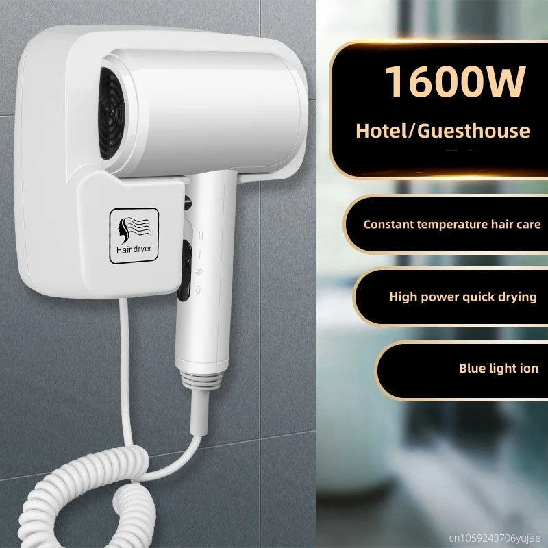 Secador de Pelo de Pared para Baño, de Alta Velocidad, Sin Perforaciones, para Hoteles Cinco Estrellas