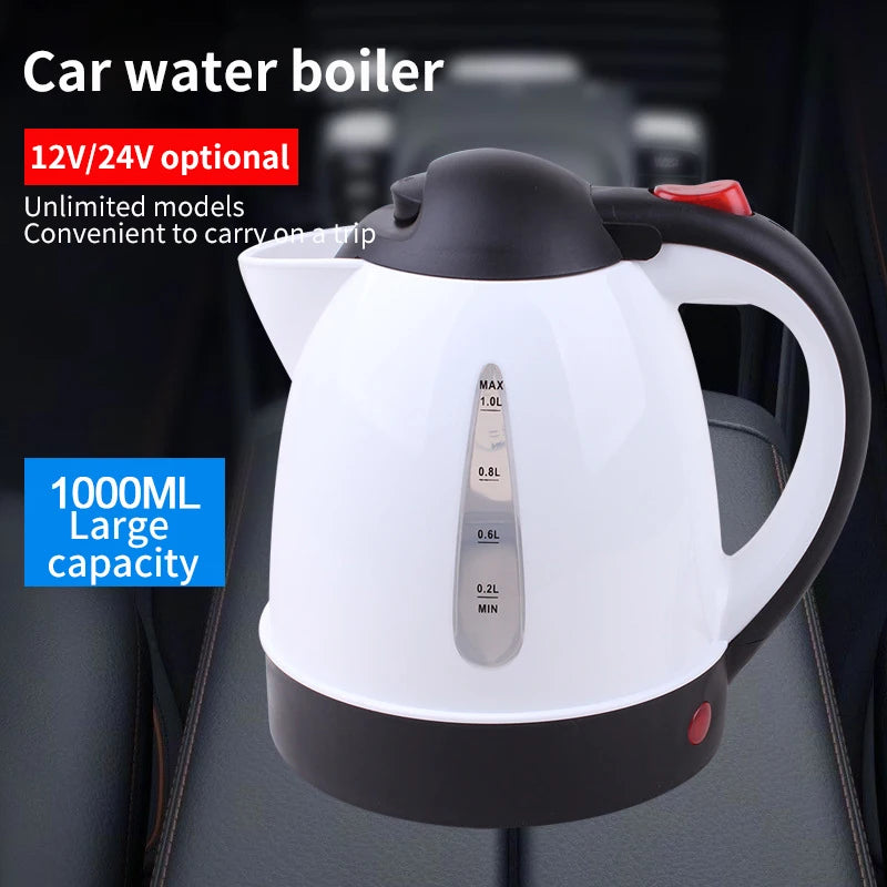 Hervidor de coche portátil, venta al por mayor, camión grande, hervidor eléctrico de 12v y 24v, encendedor de cigarrillos, taza para hervir té, 1000ML