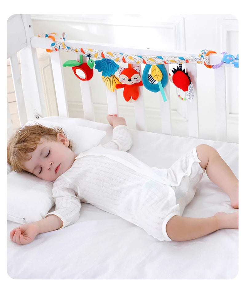 Sonajero de peluche sensorial para bebé, cochecito de juguete, juguetes colgantes móviles musicales, sonajeros móviles para bebés, juegos para recién nacidos de 0 a 6 y 12 meses