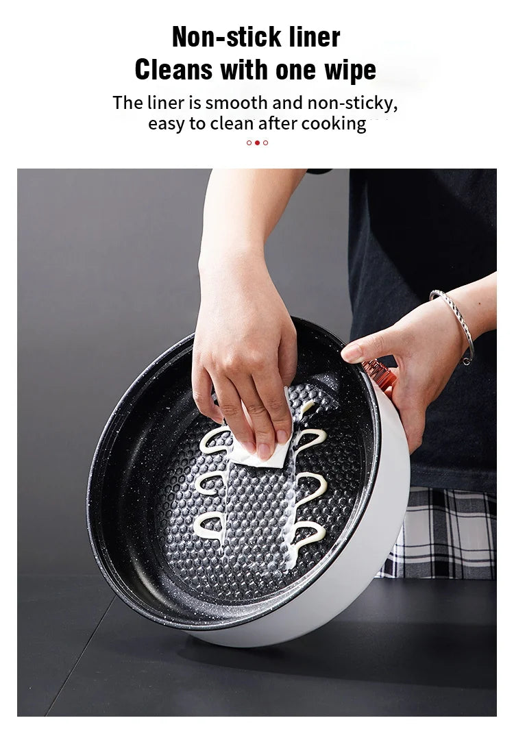 Sartén eléctrica multicocina, 220V, barbacoa casera, filete frito, tortilla de pescado, sartén antiadherente, máquina de cocina