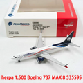 Modelo de avión de pasajeros Herpa Diecast Alloy a escala 1:500, Boeing 737 MAX 8 535595 de México, para exhibición y colecciones.