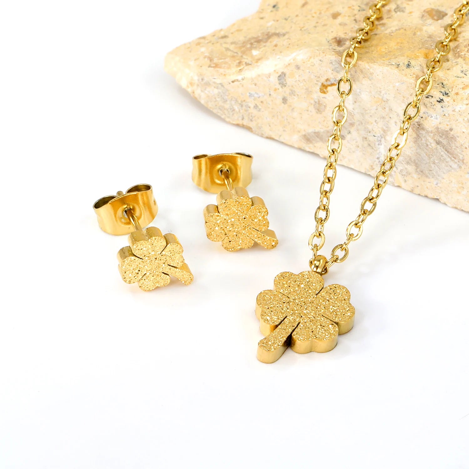 ASONSTEEL-collar con colgante de circonia y flor de corazón brillante para mujer, conjuntos de joyería de acero inoxidable, regalos delicados para uso diario