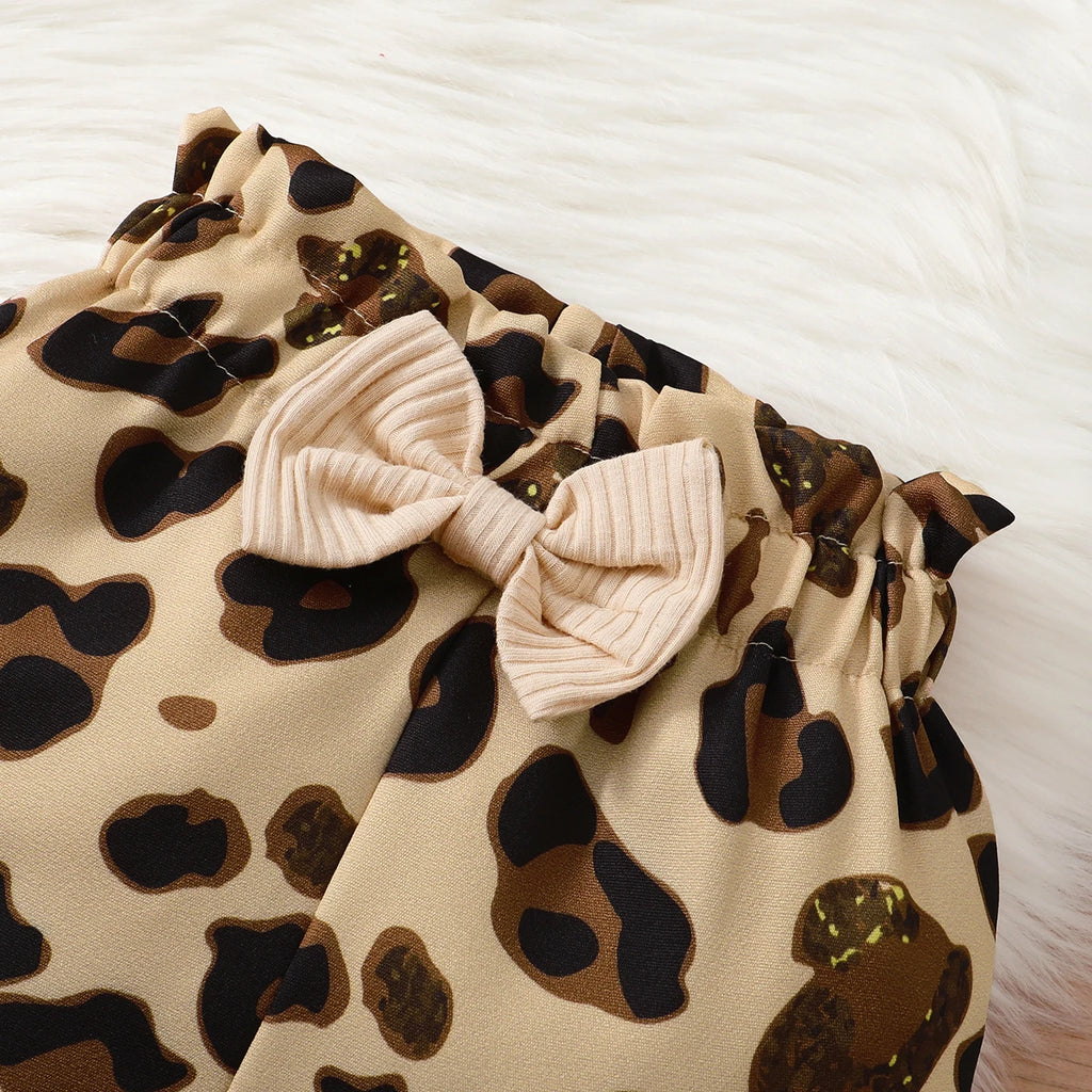 Conjunto de ropa para niña recién nacida de 0 a 18 meses, mono de manga larga, pantalones de leopardo y diadema, 3 uds., trajes de moda de otoño para niño niña