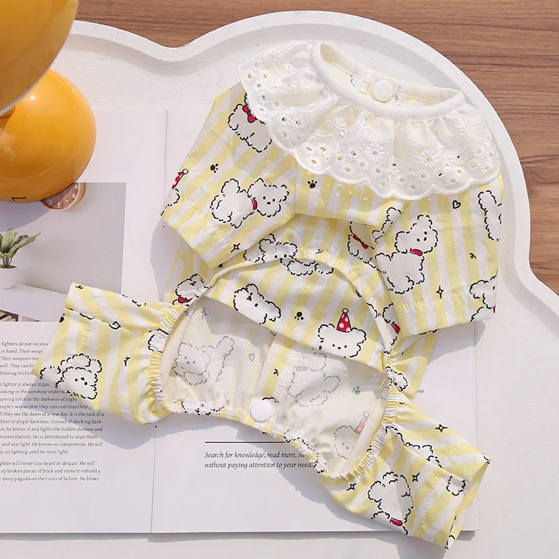 Mono de verano para perro, ropa con estampado de perro, chaleco para cachorro, ropa para perros Chihuahua y Bichón, pijama fino de cuatro patas para perro, ropa para parejas.