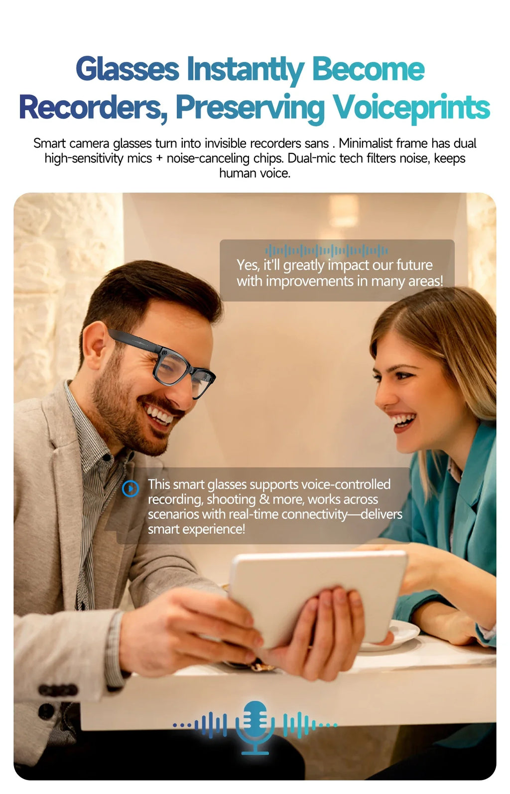 Gafas Inteligentes 2026 Nueva Versión con Cámara, Grabación de Video, Reconocimiento de Fotos por IA, Llamadas Bluetooth, Traducción de Voz, Gafas de Sol para Hombre