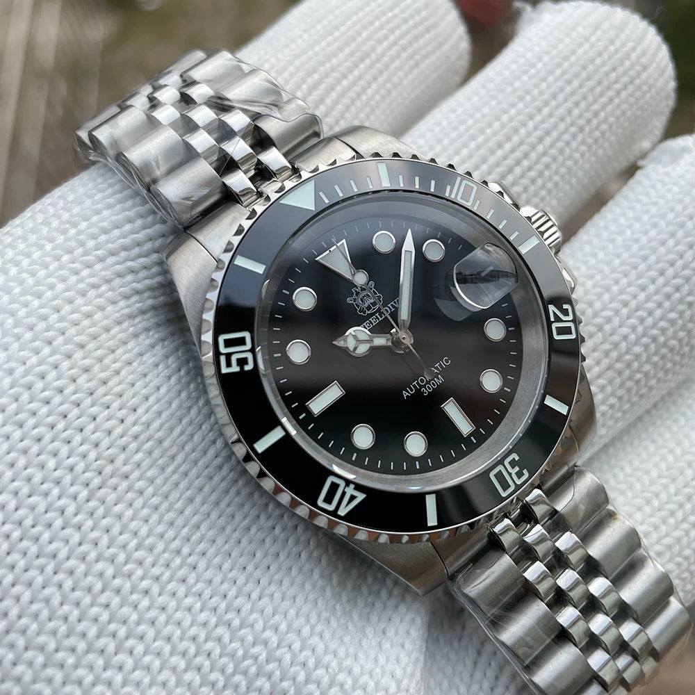 STEELDIVE SD1953 41MM clásico agua fantasma calendario lupa NH35 movimiento mecánico BGW9 superluminoso 30Bar reloj impermeable