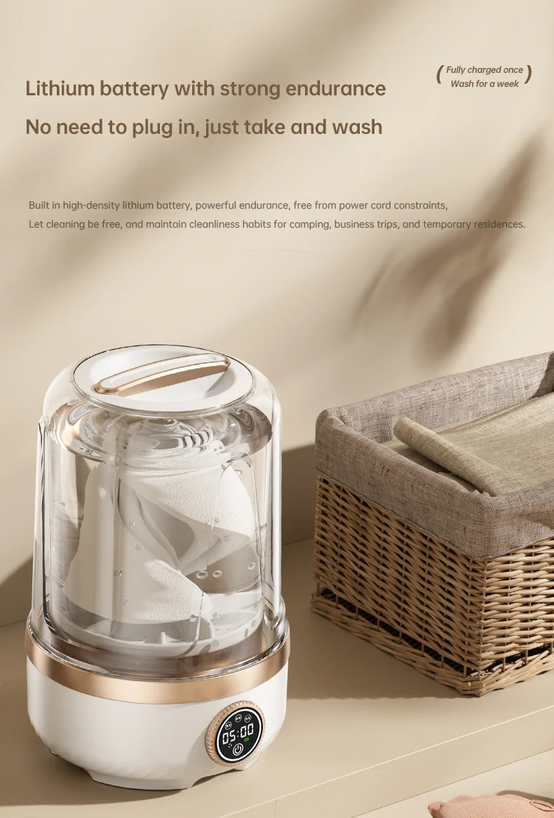Lavadora Portátil Inalámbrica Mi 2L con Taza de Lavado Automática, Mini Lavadora Recargable Especial para Ropa de Bebé