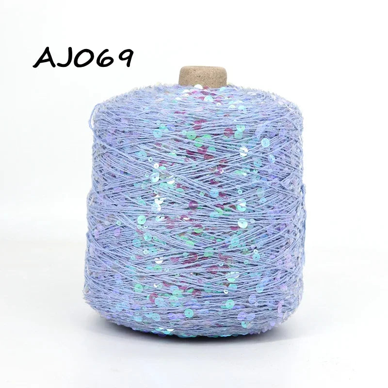 Cooamuu-Hilo de lentejuelas de algodón de lujo, hilo para tejer a mano, 500G/bobina, 3MM + 6MM, accesorios de lentejuelas