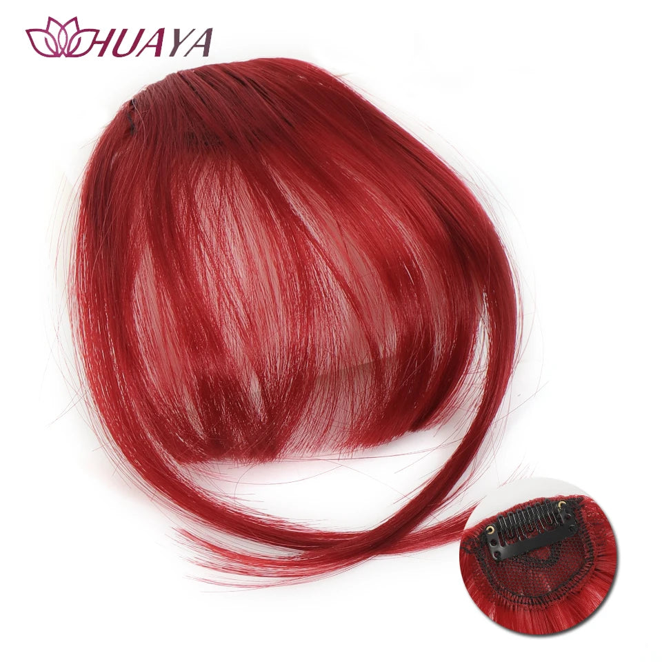 HUAYA-flequillo de aire sintético para mujer, pelo falso corto Natural, Invisible, sin costuras, extensiones de cabello frontal