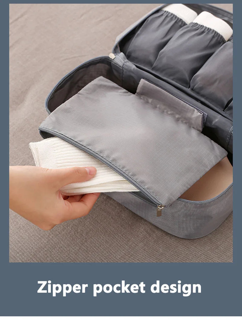 SNUGUG Bolsa de almacenamiento de ropa interior portátil, organizador ligero a prueba de polvo, contenedor de viaje multifuncional, bolsa de almacenamiento de sujetador