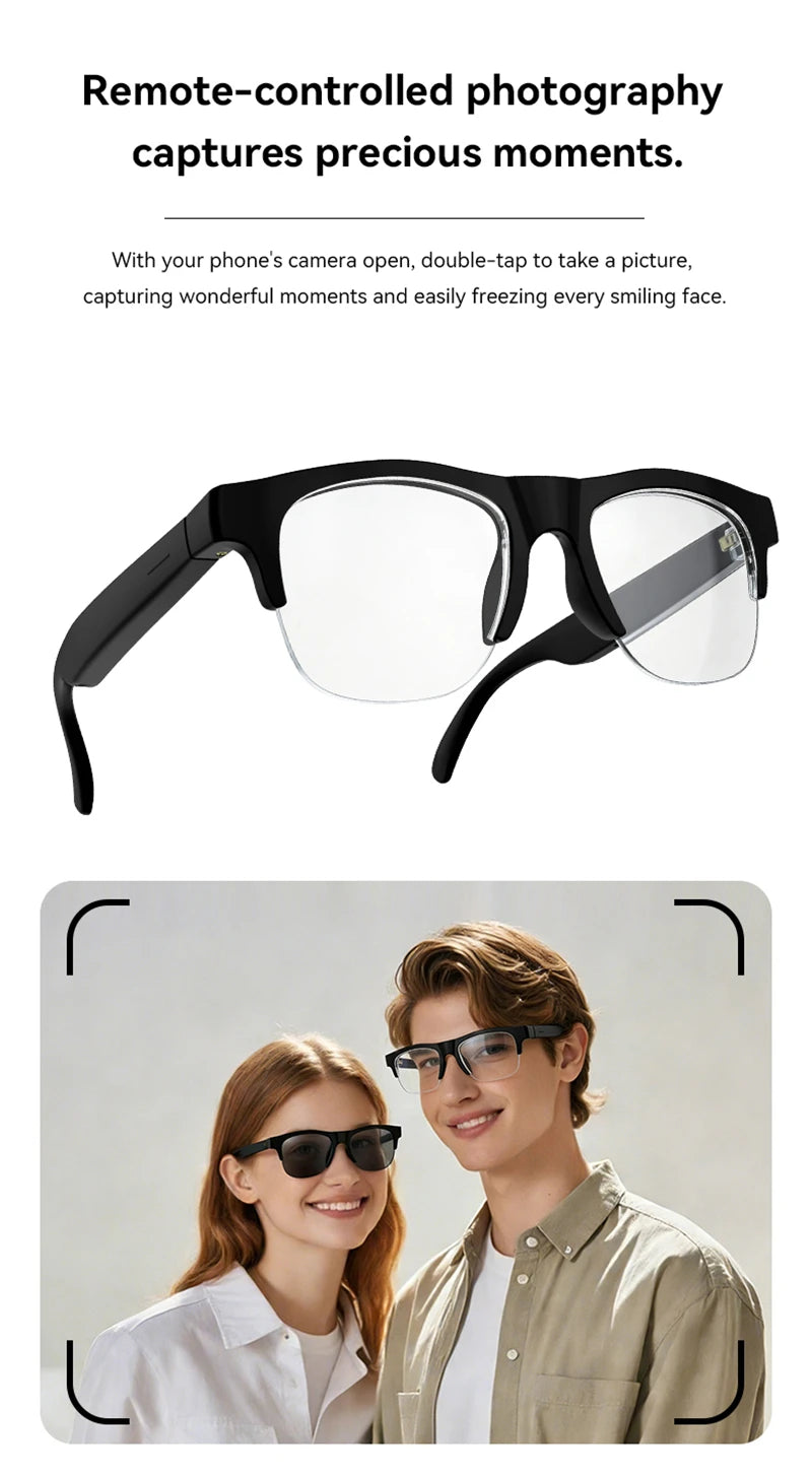 Gafas Inteligentes con IA, 4K, Control Remoto, Cámara Táctil, Grabación, Traductor, Asistente de Voz, Bluetooth Inalámbrico
