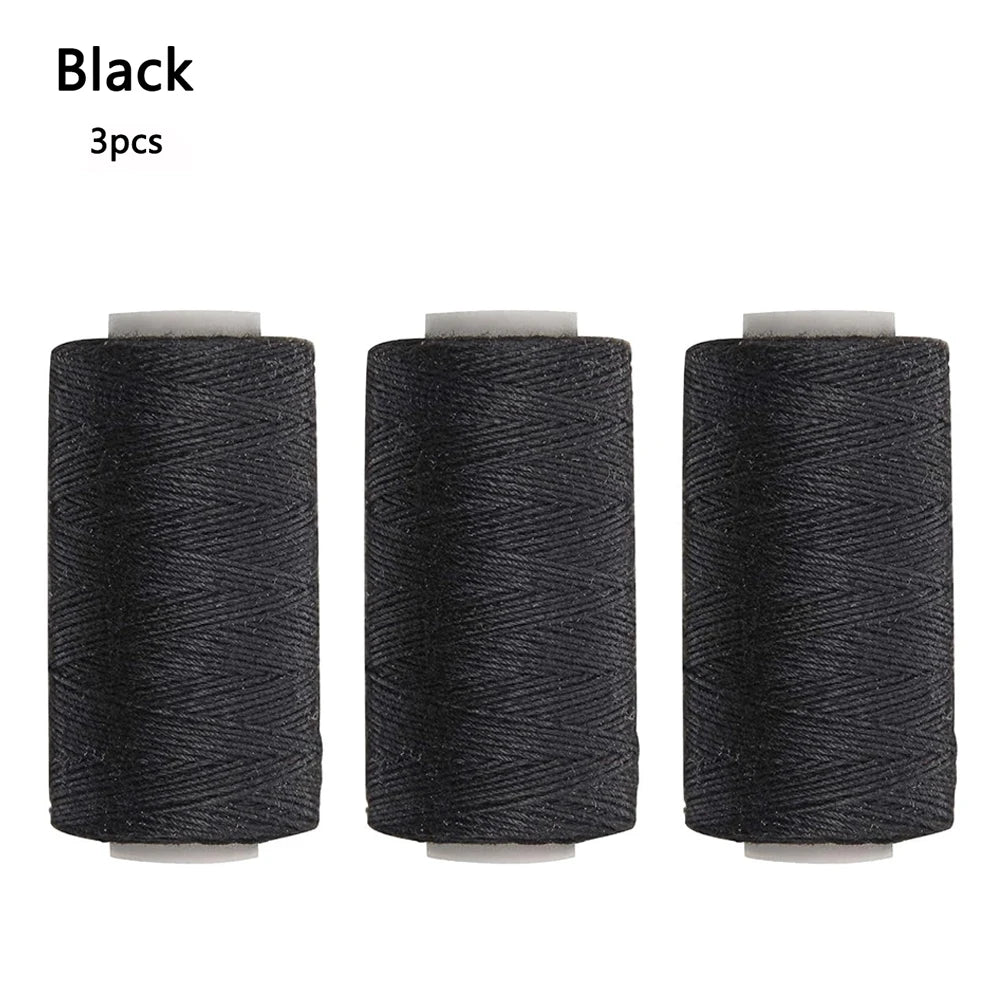 3 rollos de hilos para tejer cabello con 10 piezas, agujas de coser, hilos para tejer para hacer pelucas, costura a mano, trama de cabello DIY