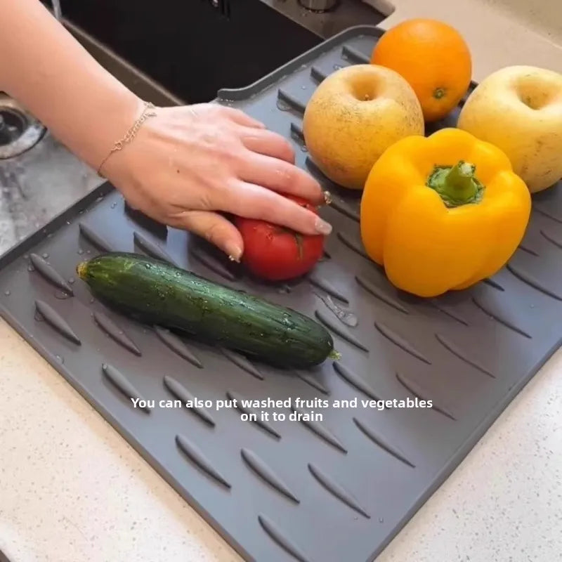 Tapete de Silicona para Escurrir Platos, Frutas y Verduras, Aislante del Calor para la Encimera del Hogar
