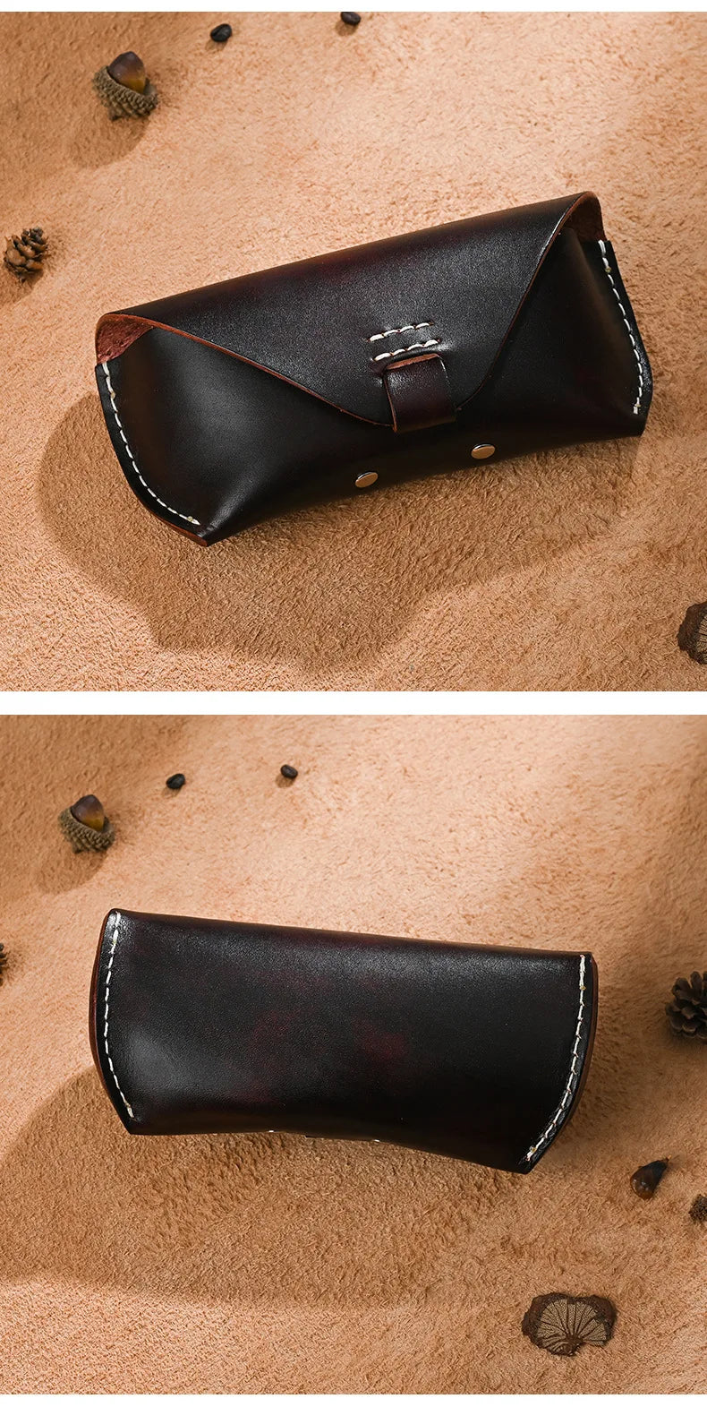 Newsbirds-Funda de cuero para gafas de sol, Cartera de mano para gafas de sol, informal, Vintage, a la moda