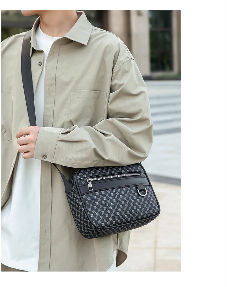 Bolso de hombro con estampado de moda para hombre, bandolera de mensajero de piel sintética, bolso de estilo Vintage para hombre, bolso de hombro, regalo para hombre