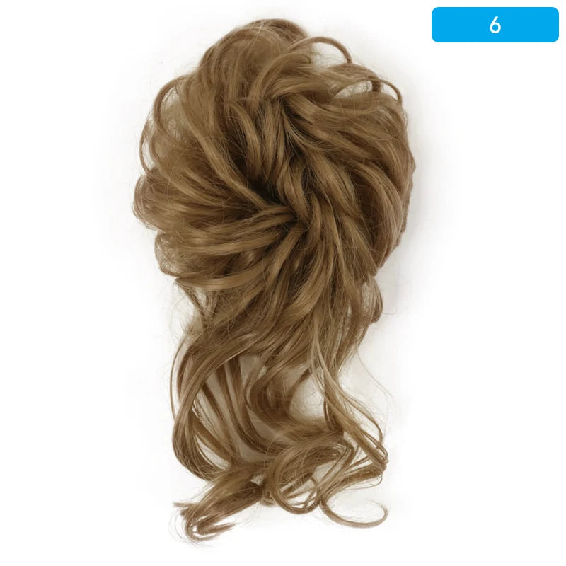 AZQUEEN-extensión de cabello de moño desordenado, banda elástica sintética, moño ondulado rizado, Scrunchies Donut Updo, postizo para mujer