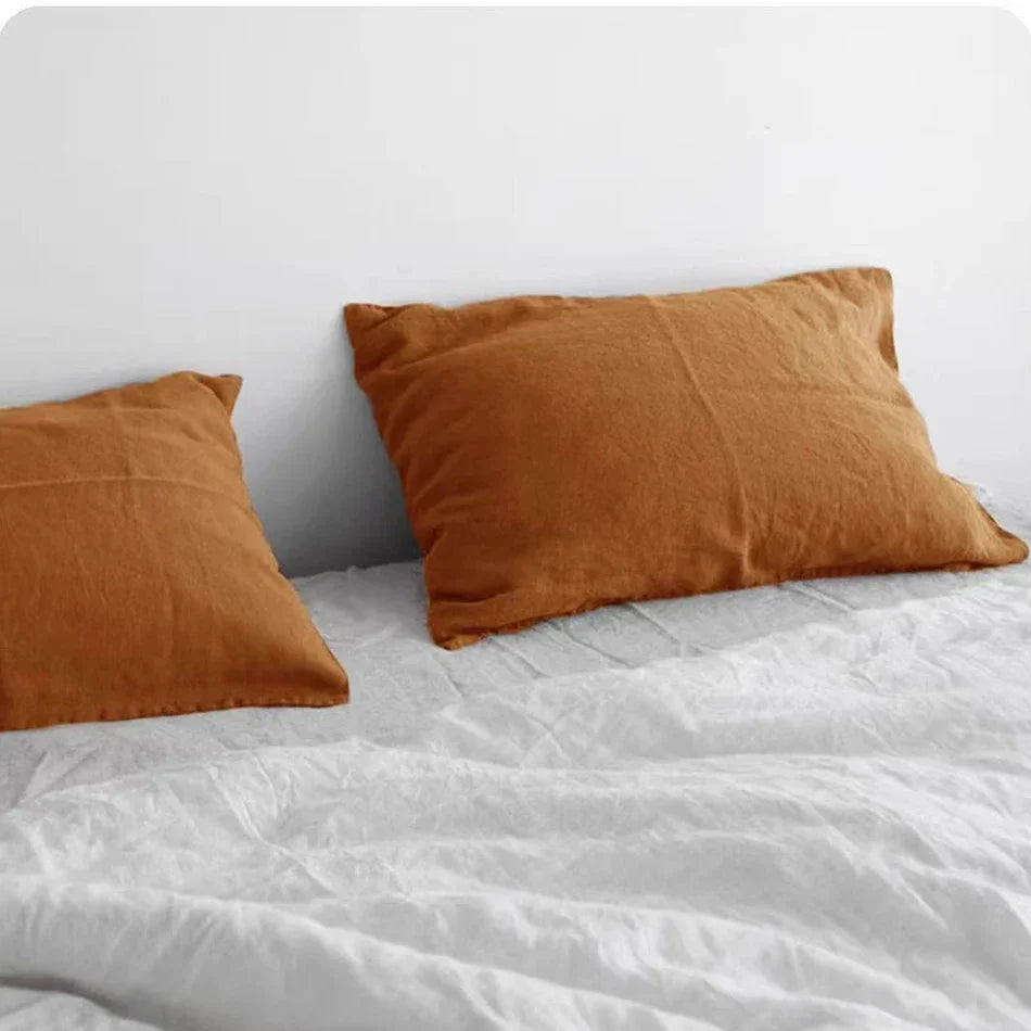 Funda de almohada de lino de 2 uds, fundas de almohada tipo sobre suaves y cómodas de lino Natural francés, decoración del hogar, funda de almohadas para dormitorio para todas las estaciones