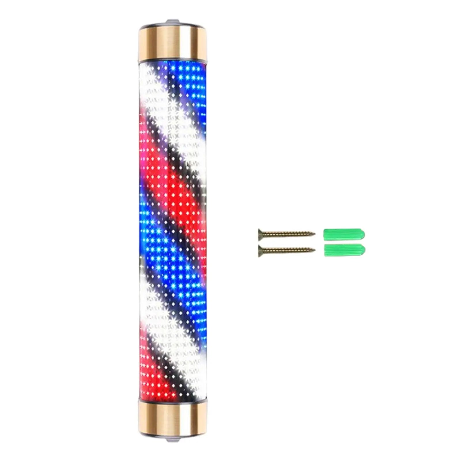 Luces de rayas de luz giratorias blancas, azules y rojas, impermeables, para barbería