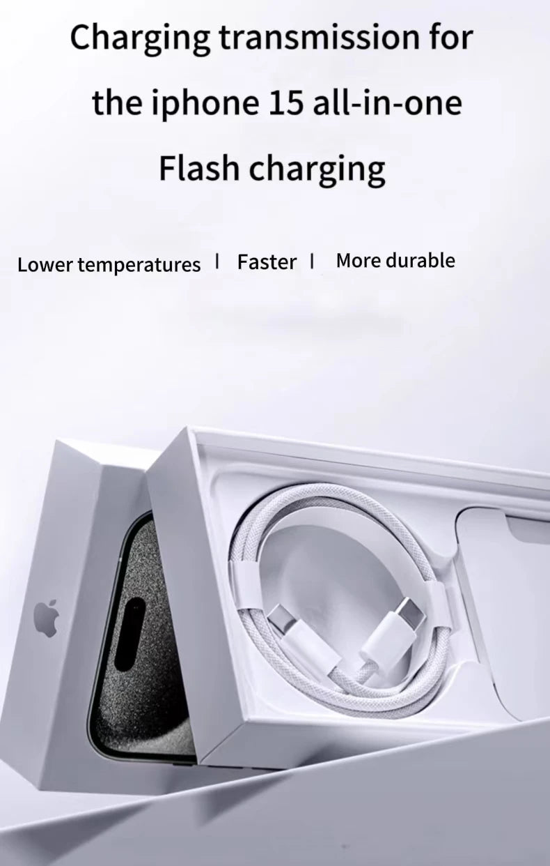 Cable USB C a C de carga rápida blanco, Cable cargador rápido USB tipo C trenzado de nailon de 60W para IPhone15/Samsung/Oppo/Vivo/Redmi A, 1 ud.