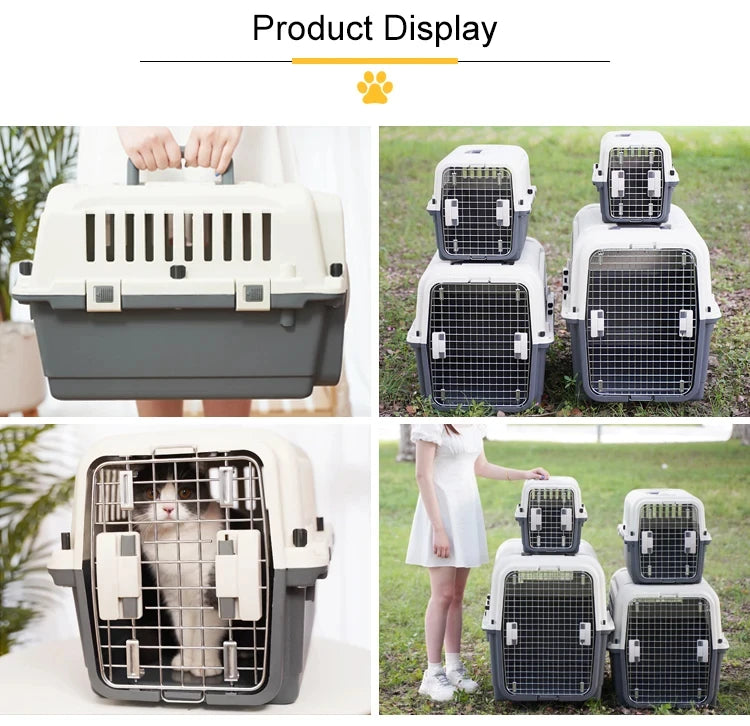 Diseño de dos puertas de seguridad Maleta para perros y gatos Caja de transporte aéreo para mascotas espacial de gran tamaño con ruedas