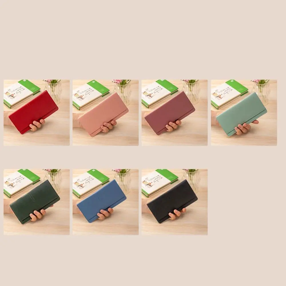 Carteras portátiles de cuero PU para mujer, carteras finas de gran capacidad de Color sólido, Mini cartera para mujer