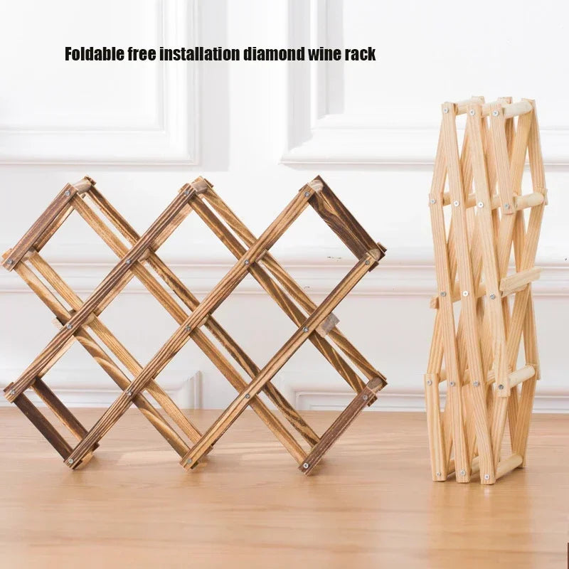 Estante de Madera Plegable para Almacenamiento de Vino, para 3-10 Botellas, Fácil de Montar, Apilable, para Organización del Hogar, Bar, Cocina o Bodega