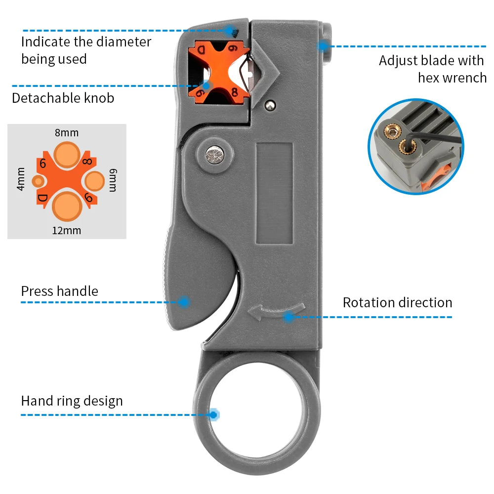 Alicates de pelado, herramientas para cables de decrustación, pelador, llave hexagonal de acero inoxidable, accesorio, recto eléctrico aislado