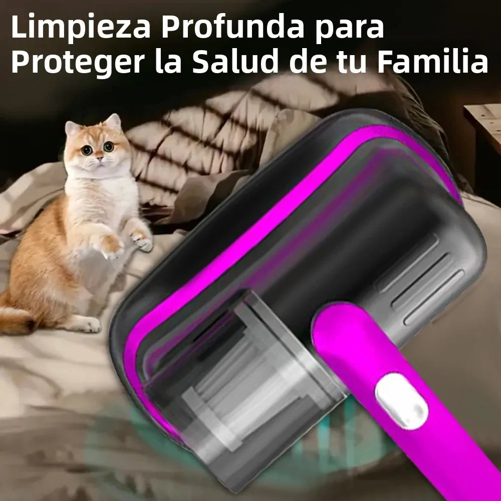 Aspirador de colchón de mano inalámbrico con filtro HEPA de luz UV-C y vibración ultrasónica 12KPa para cama, sofá, asiento de coche y alfombra