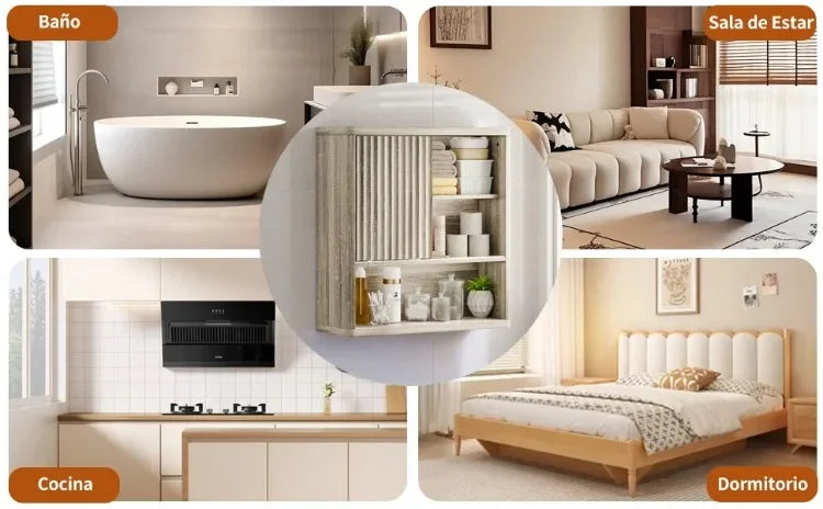 Armario de pared de roble original para baño, dormitorio, cocina, con puerta corredera, 3 niveles, estante flotante de madera montado en la pared