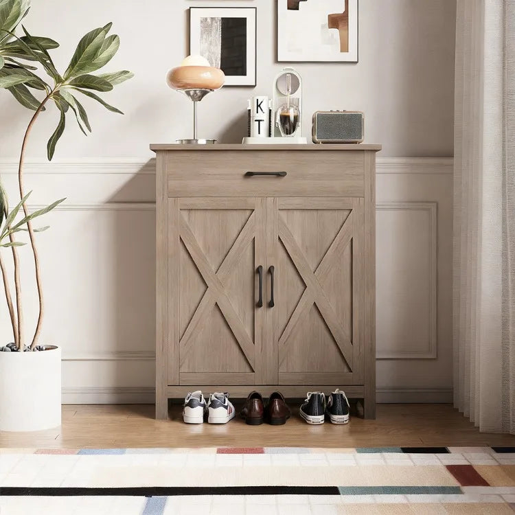 Aparador Buffet Georgina, mueble de madera maciza, mesa auxiliar para comedor, diseño geométrico moderno, exhibición, cocina, sala de estar