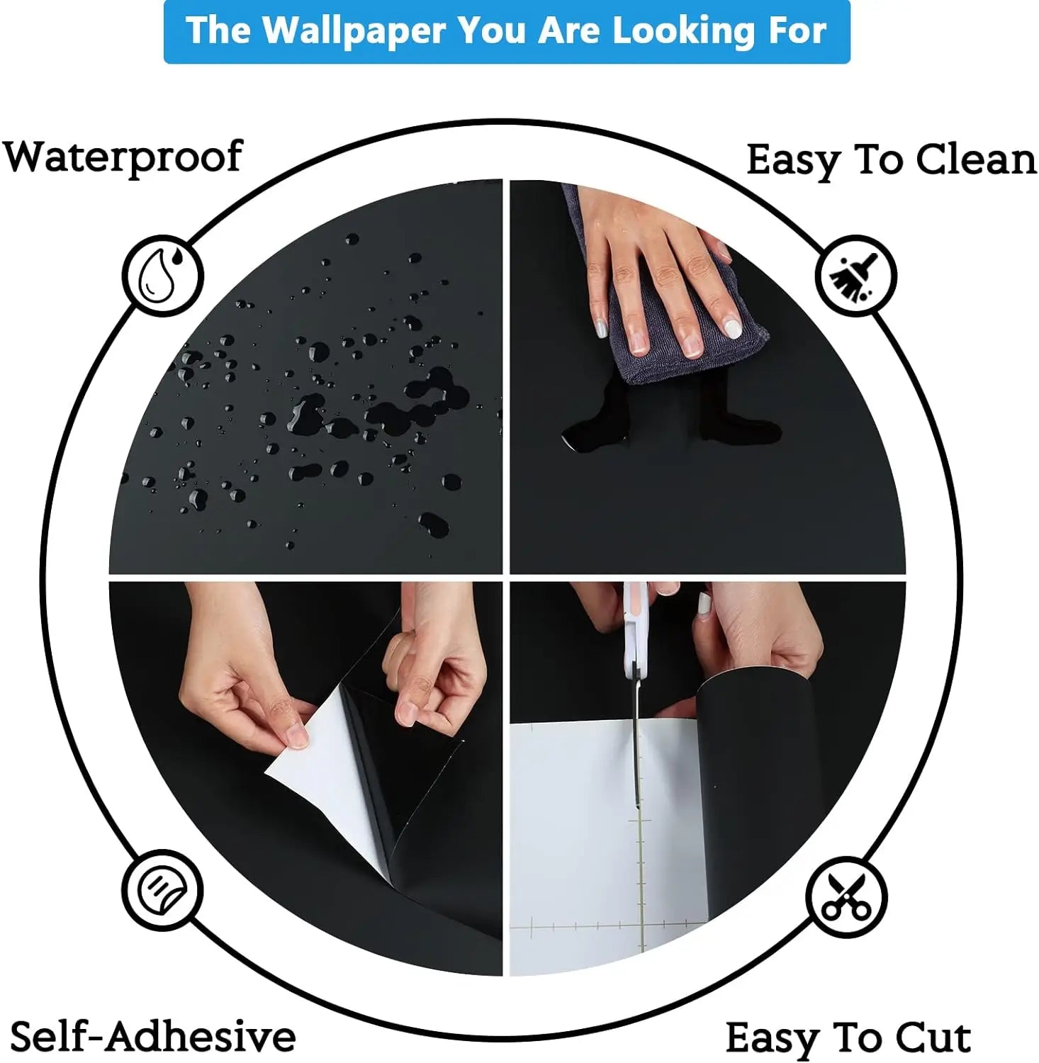 Papel tapiz de película de vinilo autoadhesivo, pegatinas de pared impermeables para baño, cocina, muebles, decoración de habitación, mejora del hogar