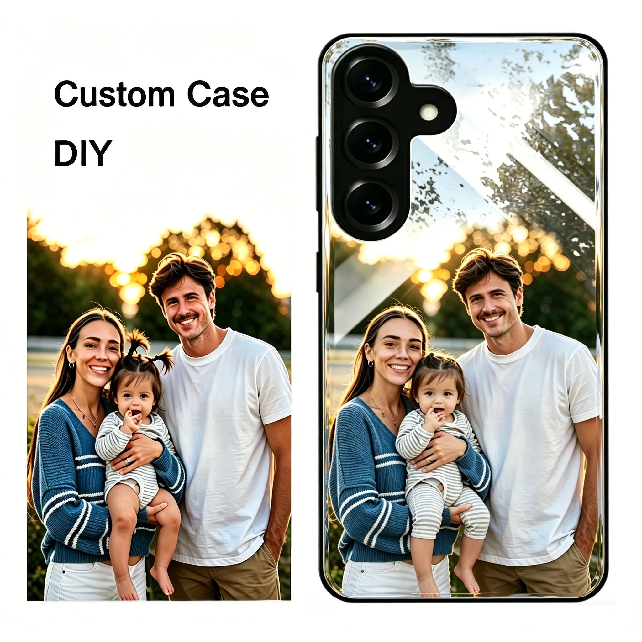 Funda Personalizada para Samsung Galaxy S20 S21 S22 S23 S24 S25 S26 FE Plus Ultra Edge 5G, Funda de Lujo con Espejo de Cristal Negro