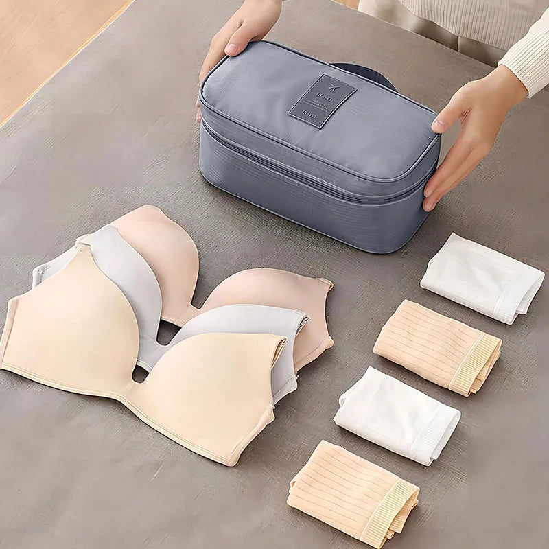 SNUGUG Bolsa de almacenamiento de ropa interior portátil, organizador ligero a prueba de polvo, contenedor de viaje multifuncional, bolsa de almacenamiento de sujetador