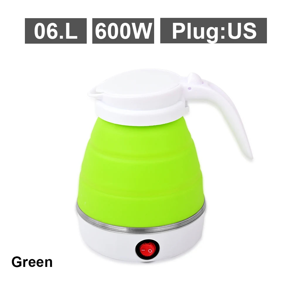 Mini Hervidor eléctrico plegable, Hervidor eléctrico portátil de 0,6l, calentador de agua de viaje para el hogar, compresión de silicona de 110V-220V