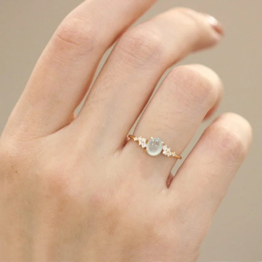 Anillo de Ópalo de Plata de Ley 925 para Mujer, Ajustable, para el Dedo Índice, Diseño Simple y Elegante, Joyería de Alta Gama, Regalo