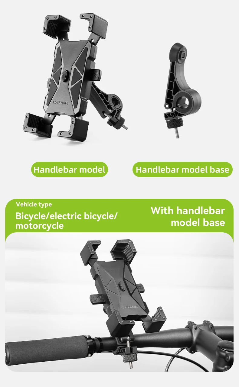 ROCKBROS Soporte para teléfono de bicicleta Monte liviano 4.5-7.2 pulgadas soporte para teléfono inteligente soporte de soporte de teléfonos accesorios para bicicletas